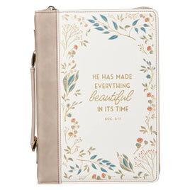 Bible Cover Fashion Cream Everything Beautiful Ecc. 3:11 M: Medium
