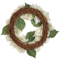 White Hydrangea Wreath, 12 Hydrangea Heads, 18" Faux