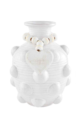 Heart Beaded Ceramic Vase