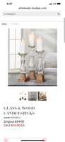 Glass Candle Holders with Wood Base