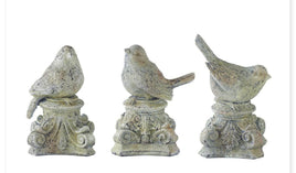 7” Gray Resin Birds on Scroll Pedestal