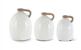 White Ceramic Jug with  Unglazed Handles