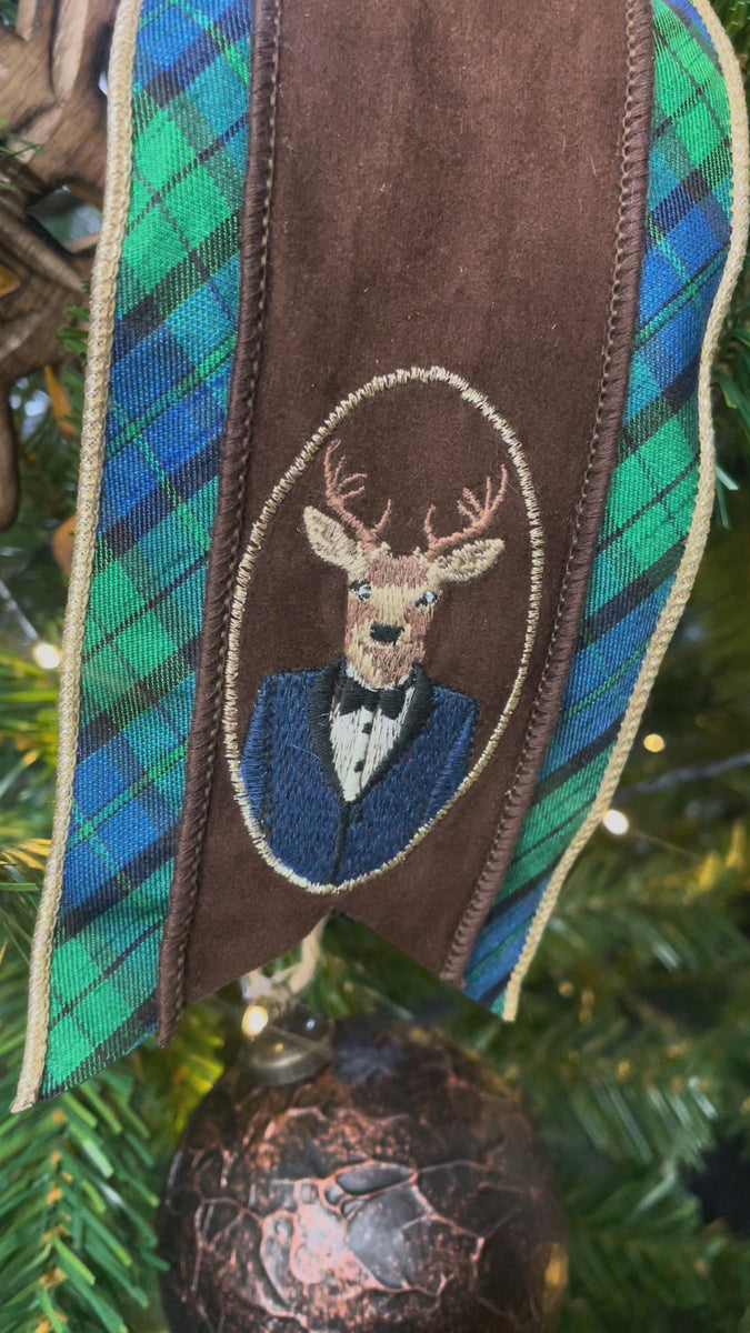 Preorder Now Deer Bust Ribbon w/Plaid| Fourth and Main on Laurel