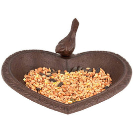 Heart-Shaped Bird Bath, Cast Iron, Antique Brown