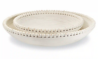 White Wood Beaded Bowl