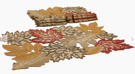 Autumn Leaves Embroidered Cutwork 14 by 20-Inch Placemats