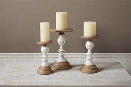 TWO-TONE RUSTIC CANDLESTICKS