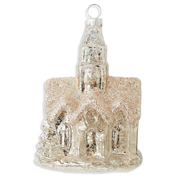 5 Inch Silver Mercury Glass Church Ornament