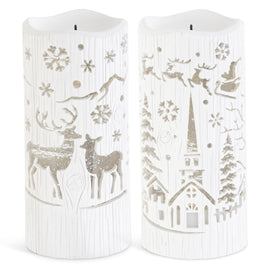 White Swirling Glitter Candle