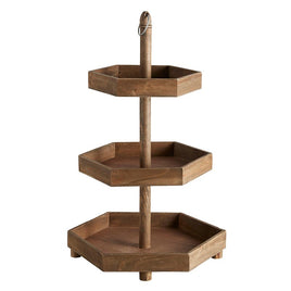 Wooden 3-Tier Stand - Hexagon