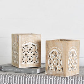 White Wash Wood Holders
