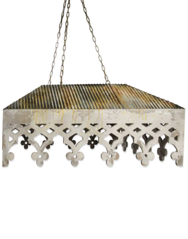 Rusty Metal & Gingerbread Wood Detailed Hanging Fixture