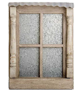 24 Inch Antique White Wood Window Flower Box w/Tin Awning