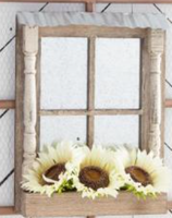 24 Inch Antique White Wood Window Flower Box w/Tin Awning