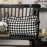 Vintage Check Black Ruffled Pillow Cover 20Lx12W