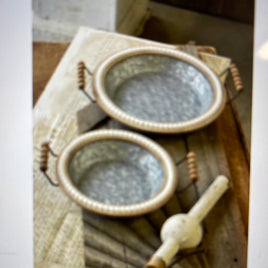 Beaded Round Galvanized Trays