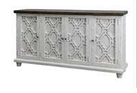 Fancy Scroll Door Console White with White Top