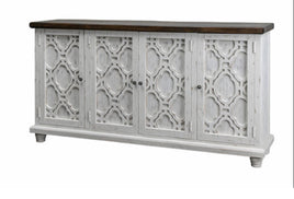 Fancy Scroll Door Console White with White Top