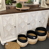 Fancy Scroll Door Console White with White Top