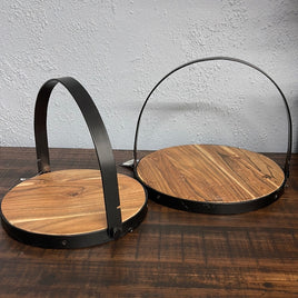 Round Tray with Metal Handle