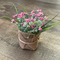 Pink Flowers in Burlap
