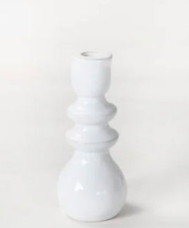 White Ceramic Taper Candle Holder