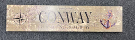 Conway Wood Map Coordinate Sign