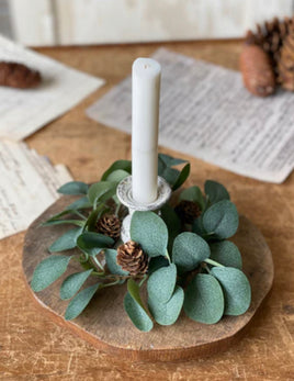Cone Dashed Eucalyptus Candle Ring 7”
