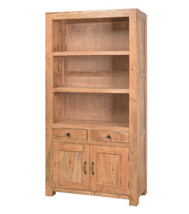 Teak Wood Bookcase with 2 Doors and 2 Drawers